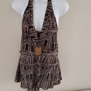 Halter top brown and blue